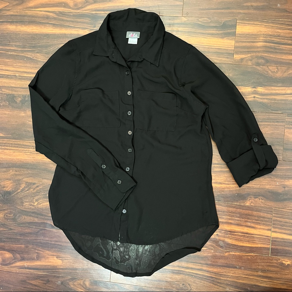 Dots Sheer Black Button-Down